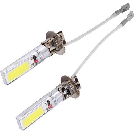 Paar H3 COB LED-Lampen 6000K Xenonweiß, 12V 10W, Nebelscheinwerfer für Autos, leistungsstarke Beleuchtung, direkter Ersatz, Auto.