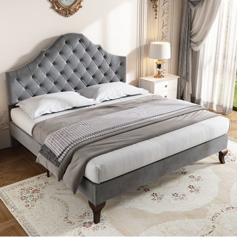 letto matrimoniale 140x200 testiera regolabile grigio OKMYHOME (1/5)