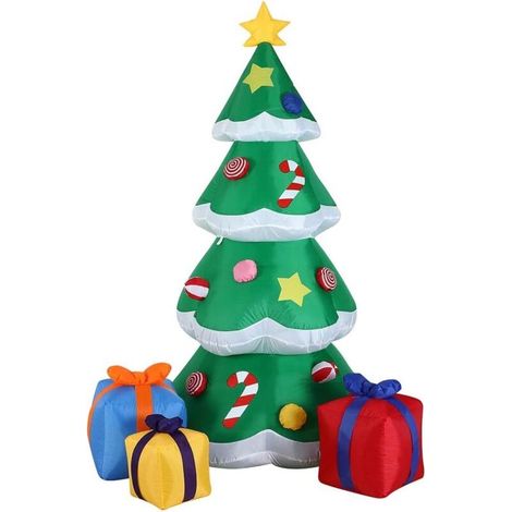 Sapin de Noël gonflable avec lumières Hauteur 230 cm Système autogonflant Protection IP44 Décoration de Noël Décoration extérieure (1/5)