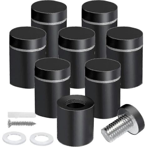 Set of 8 black 3/4 x 1 inch spacers and screws for panels, acrylic hanging photo frames, advertising by U-AquaForge (1/5)