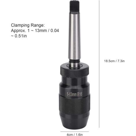 FENOPLASTICAMandrin de percage sans Clé, Mandrin de Perçage à Dégagement Rapide Mandrin Conique Morse MT2-B16 pour Perceuses à Colonne Faiseuses et Tours, 1‑13 mm