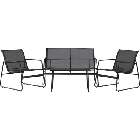 Salon de Jardin 4 Places "Scopello" 110cm Noir (1/5)