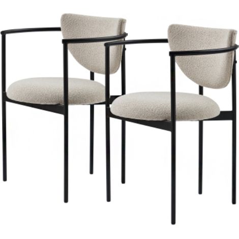 Chaise de salle à manger Lunar avec accoudoirs – Structure en métal noir, kaki, lot de 2 (54 x 47 x 76 cm) Confort ergonomique et style moderne (1/5)