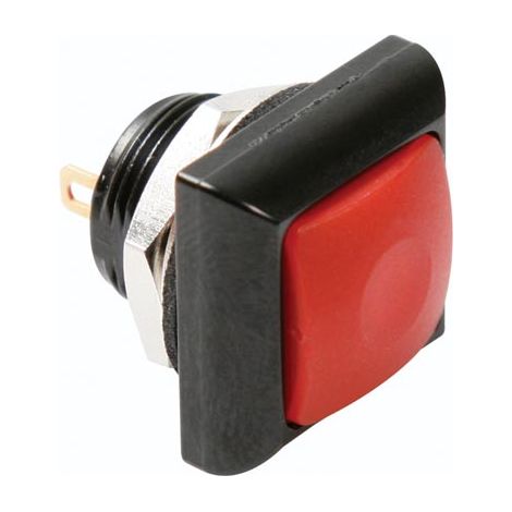 POUSSOIR MTALLIQUE CARR AVEC CAPUCHON ROUGE - 1P SPST OFF-ON (1/2)
