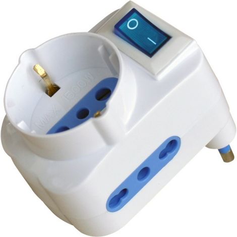 Globex adattatore triplo in blister 2p+t spina 16a/2 prese 10-16a+schuko con interruttore (10 pezzi) - Globex