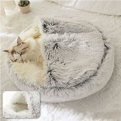 1-Piece Winter 2-in-1 Round Pet Bed, 35cm Cozy Plush House for Dogs and Cats
