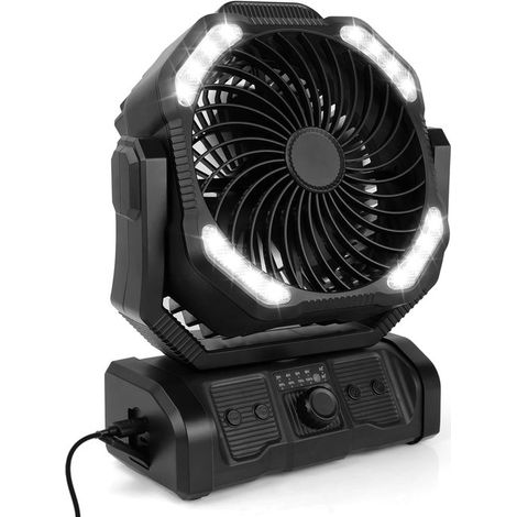 Ventilador de camping USB de 20000 mAh con iluminación LED,cabezal giratorio de 270° para pescar y como cortavientos (1/5)