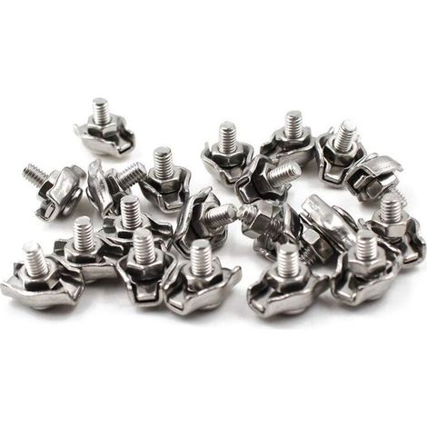 Duplex Stainless Steel 2-Post Wire Rope Clip Cable Clamp, M4 20 Pieces (1/5)