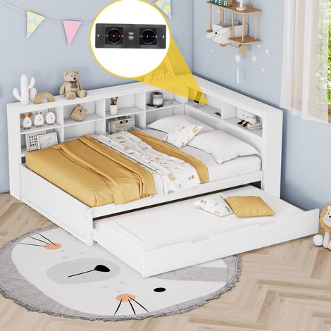 Divano Letto 140x200 cm con Letto Estraibile 90x190 cm Bianco (1/5)
