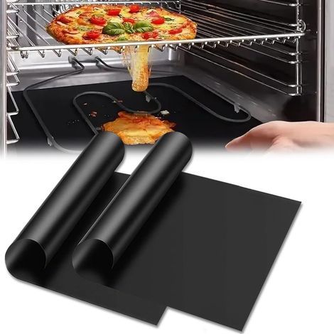 Set of 40 x 50 cm baking mats for oven, bread and barbecue, non-stick, Teflon, universal, BPA-free, robust coating, black (1/5)