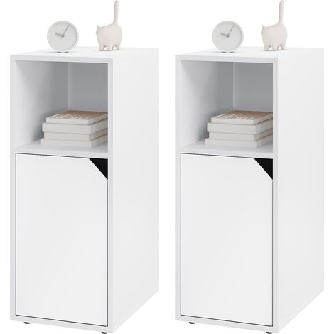 WOLTU 2x Bedside Tables Cabinet Slim Side Table Bedroom Furniture Nightstand Storage White