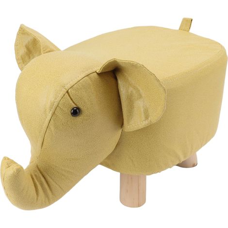 Tabourets de jardin animaux - Joli tabouret rembourré en forme d'éléphant, motif dessin animé original, pour chambre d'enfant, chambre de bébé, salle de jeux ou salon - Jaune