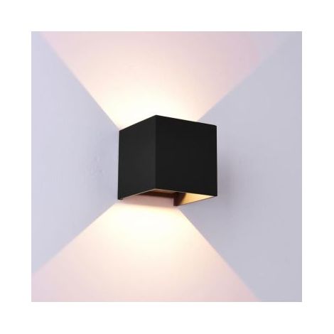 Mantra Aplique exterior LED cuadrado DAVOS negro, 2x6W 12W 2700K dimmable 1100Lm (1/2)