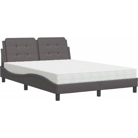 Lit double Lit adulte Cadre de lit sans matelas Zadar gris 140x190 cm similicuir (1/5)