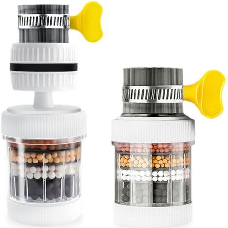 Filtre à eau du robinet à charbon actif en 2 parties, filtre à rotation libre à 360 degrés pour la cuisine et la salle de bain (1/5)