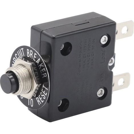 15-A-Leistungsschalter, manuelle Rückstellung, Überlastschutz, 125–250 V AC, 50 V DC, Druckknopf-Leistungsschalter (1/3)