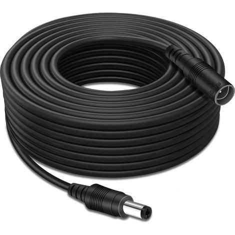 Câble d'extension 12V DC de 5M, câble d'extension 2.1mm x 5.5mm pour Adaptateur d'alimentation, rallonge Femelle vers mâle pour caméra de sécurité CCTV, caméra réseau IP, 5M (Noir) (1/5)