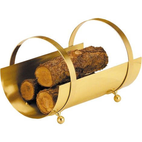 Holzkorb Holzaufbewahrung Messing B / H / T – 50 / 34 / 33cm