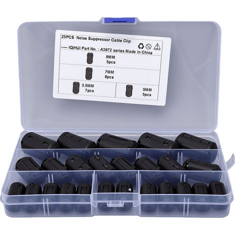 Kit de starters en Ferrite à clipser, 25 pièces, câble de réduction du bruit EMI pour diamètre 3.5-9mm (1/5)
