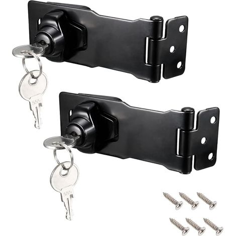 2 pièces Haspelschlösser Schlüsselkeil Zinklegierung Drehknopf W-Schrauben 4 Zoll Türschrank (1/5)