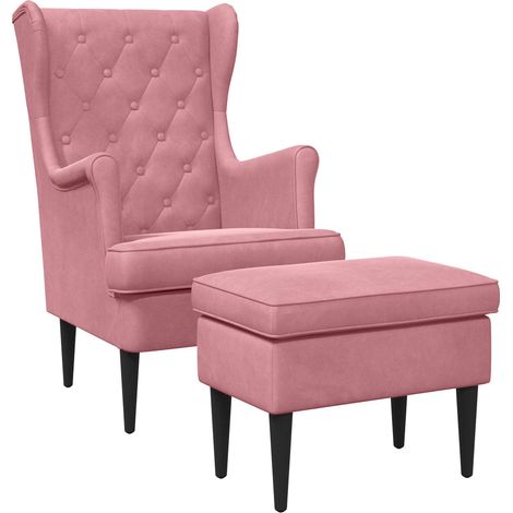 Sillón con Pouf 2 uds. Rosa Terciopelo vidaXL (1/5)