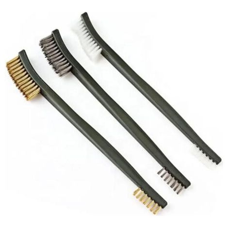 3 Pièces Set de Brosse Métallique Mini Brosse en Acier Brosse en Laiton Brosse en Nylon pour Nettoyage de la Saleté et de la Rouille (Petit/Mini) (1/5)