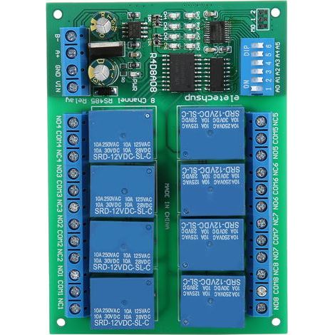 12V 8-Kanal RS485-Relais-Erweiterungsplatine für Fernsteuerung über das RTU-Protokoll (1/5)