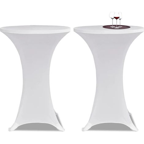 Housses élastiques de table Ø 80 cm Blanc 2 pcs (1/5)
