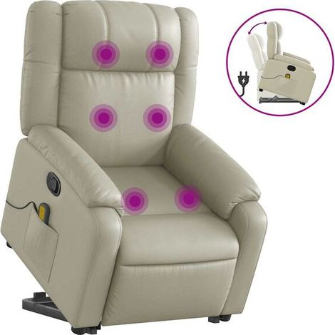 Fauteuil de massage inclinable en similicuir beige (1/5)