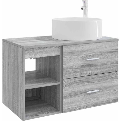 Juego de muebles de baño 2 pcs Sonoma gris Madera de ingeniería vidaXL