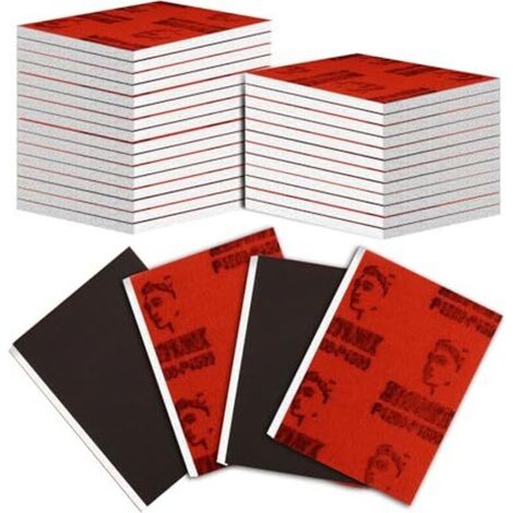 Éponges abrasives pour ponçage humide et sec – Lot de 20 pièces, grains 180 à 3000, forme souple et résistante