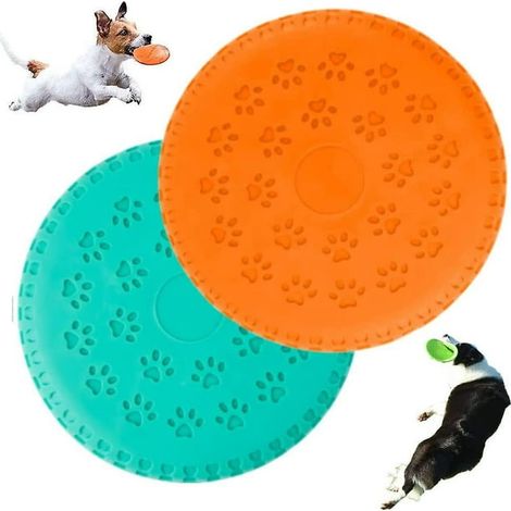 Frisbee Dog Toy, 2 Disc Dog Toy, Dog Frisbee, Dog Toy Frisbee, Used For Large Dogs Outdoor Activities, Dog Training (orange + Green, 18cm) (1/5)