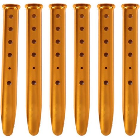 Piquets de tente de camping 31 cm en alliage d'aluminium, 6 pièces, pour auvent de randonnée (orange) (1/3)