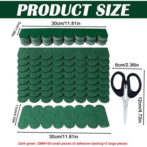 Tuiles de Toit Autoadhésives en Feutre pour Nichoir Mini Shingles Imperméables pour Toiture de Cabane d'Oiseaux Clapiers et Petites Domestiques Maisons de Jardin Vert Foncé avec Ciseaux
