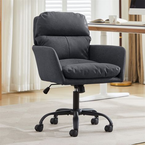 Chaise de Bureau Ergonomique - 71,58x60,5x102cm - Siège Pivotant Réglable en Hauteur pour Bureau Chambre Maquillage - Noir (1/5)