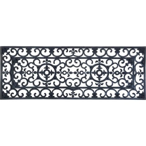 Esschert Design – Paillasson en caoutchouc antiglisse 120 x 45 cm – Protection escalier – Couleur noire – Résistant aux chocs (1/3)