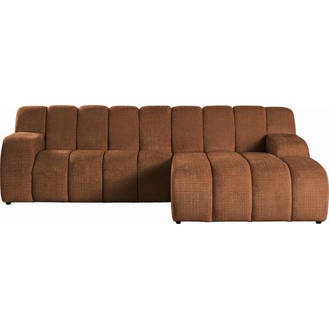 Divano angolare destro tessuto ciniglia terracotta - BELADON