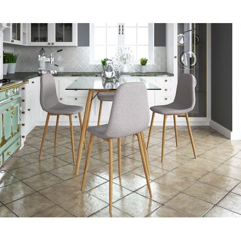 Miller-Ensemble de 4 chaises de salle à manger en plastique gris clair