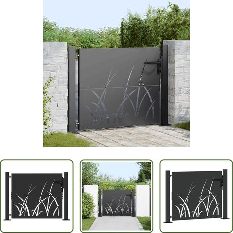 Portail de jardin - Porte de Jardin Noir 110 x 105 cm Acier peint par poudre (1/5)