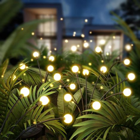 Juego de 2 luces solares LED parpadeantes, luz blanca cálida, 6 LED por paquete. (1/5)