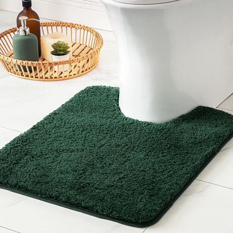 Tapis de Toilette Antidérapant Tapis Super Doux Vert Foncé 50x50cm (1/5)