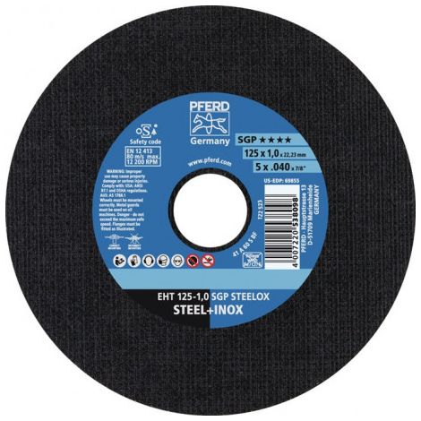 Disque à tronçonner SGP STEELOX D125x0.8 mm droit INOX perçage 22.23 mm PFERD (Par 25)