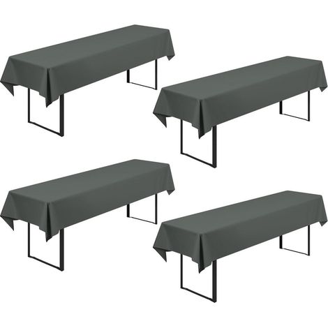 4x Biertischhusse 250x100cm Anthrazit, waschbar, knitterfrei