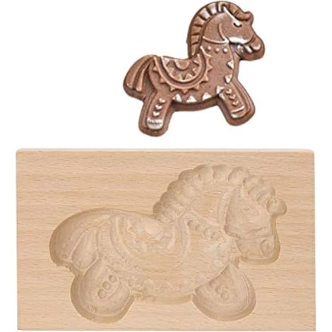 Emporte-pièce en Bois sculpté 3D - Moules à Biscuits en Bois sculpté 3D - Outils de Cuisine pour Nol, Thanksgiving, Halloween, Paques (Marron-C) (1/5)