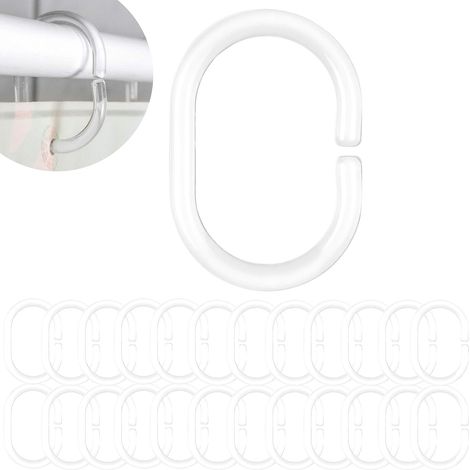 Rideaux de douche anneaux transparents 24 pièces, diamètre 4,6 x (1/5)