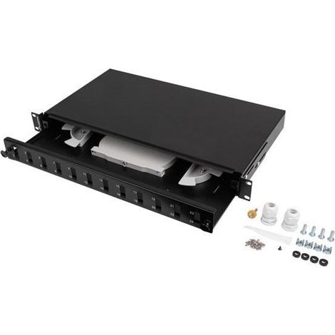Lanberg Panel de parcheo negro 12 SC Dúplex 12 LC Cuádruple