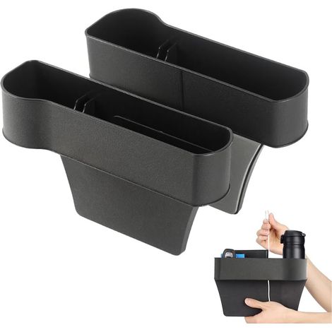 Boîte de rangement auto, 2 pièces, 26,5x18x8 cm, console centrale, installation facile et rapide, pour voiture (noir). (1/5)