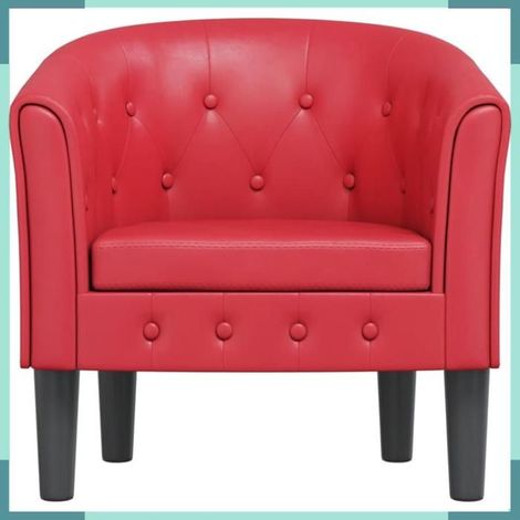 Chaise cabriolet - 356462 - rouge - similicuir - structure bois massif (1/5)
