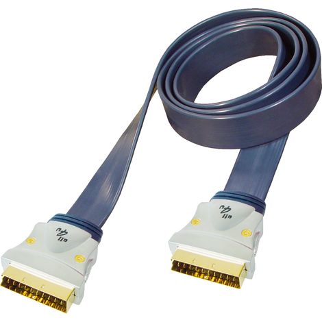 All4u BBVF 2 - Cavo con 2 connettori Euro (21 pin, cromati connettori, 1,5 m), colore blu