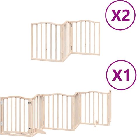 Puerta de seguridad para mascotas puerta plegable 12 paneles madera de álamo marrón 020023139 (1/5)